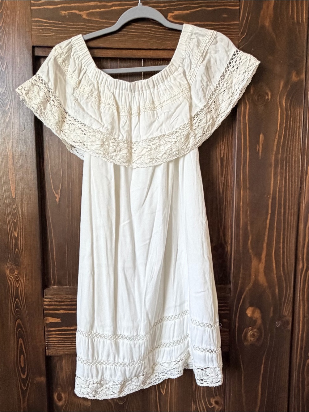 Dex Off-Shoulder Dress with Crochet Trim